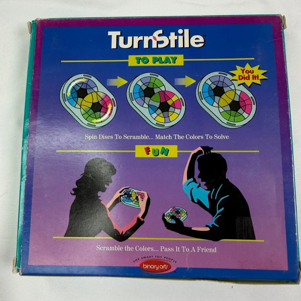 Vintage 1996 Binary Arts TurnStile Brain Scramble Puzzle Handheld Logic Game